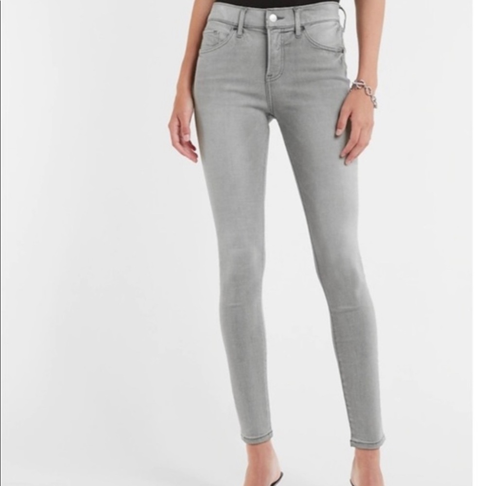 Express Jeans Light Gray Denim Ultimate Stretch High Rise Legging